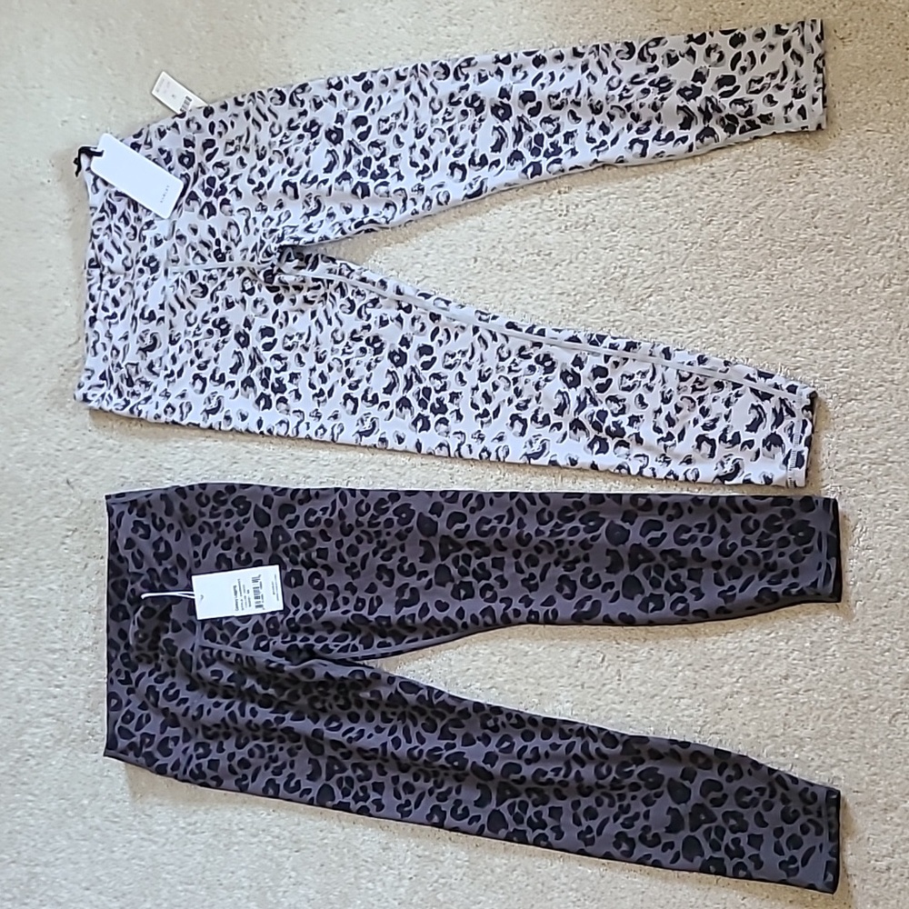 Varley Century Leggings two pair size Medium light gray and dark gray leopard